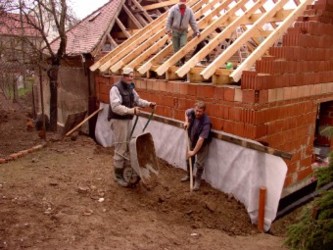 Foto: Bau des Dachstuhles.